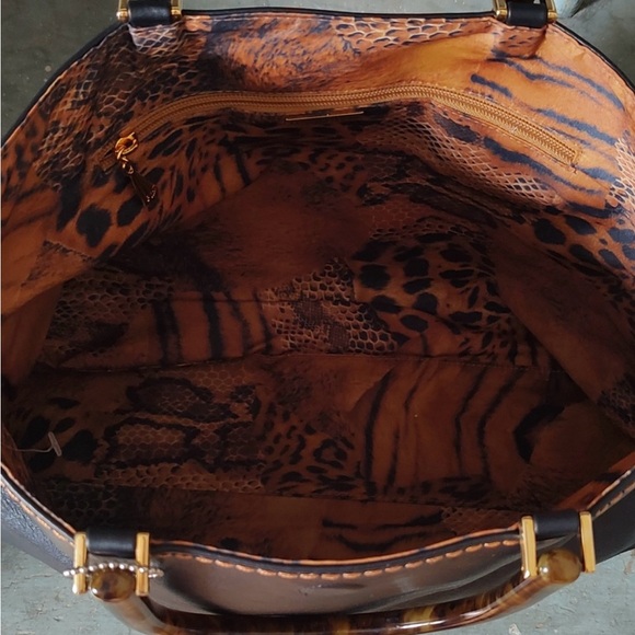 Plinio Visona Black Leather Tote Satchel NWOT Tortoiseshell Handles Y2K - Picture 3 of 6